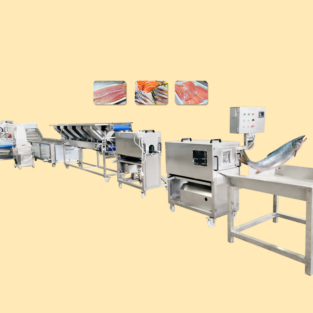 AICN fully automatic frozen red snapper catfish fish slicer angle cutting machine processing line