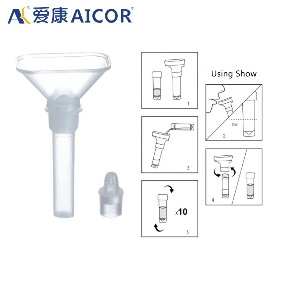 Medical equipment disposable DNA sample collector saliva collection kit with funnel tube vtm transport tube testing