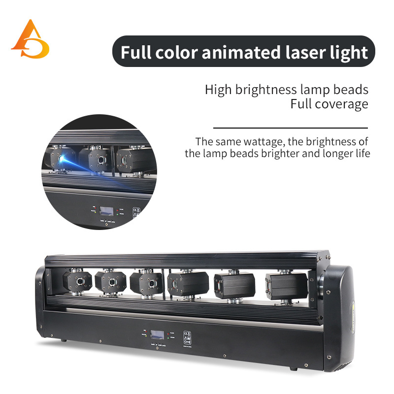 Hot sell 6 laser moving head light rgb for led disco 3000mW laser stage effect lighting