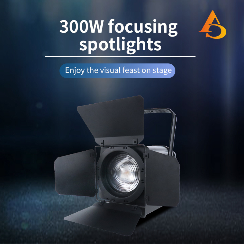 Factory wholesale new style led theatre light fresnel RGBWA UV fresnel 300W zoom spotlight