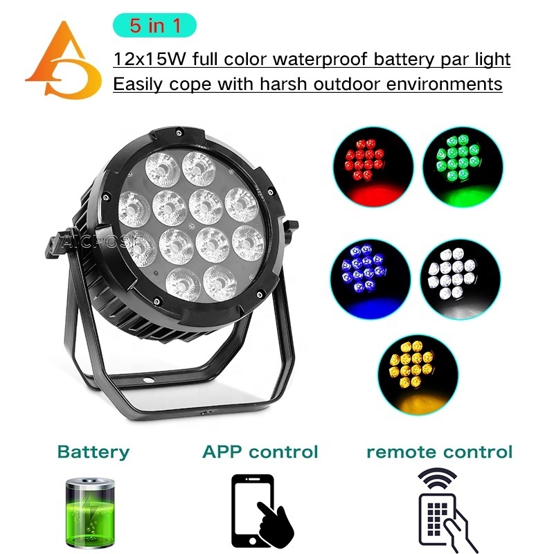 IP65 12x15w Outdoor RGBWA Wireless Battery Powered Dmx Led Par light With Remote Control