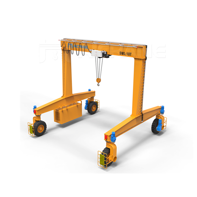 Aicrane single girder electric rubber tire 10 ton 20 ton gantry crane for sale