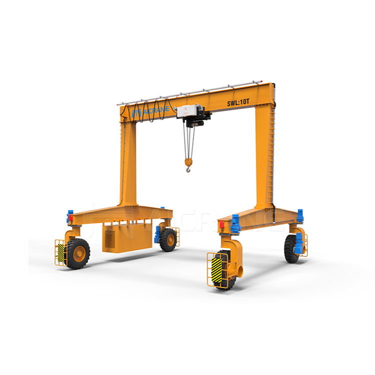 Aicrane single girder electric rubber tire 10 ton 20 ton gantry crane for sale