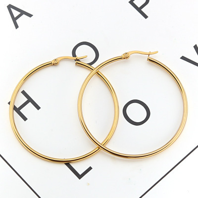 15mm-70mm Stainless steel non-fading hot style earrings exaggerated women big hoop earrings