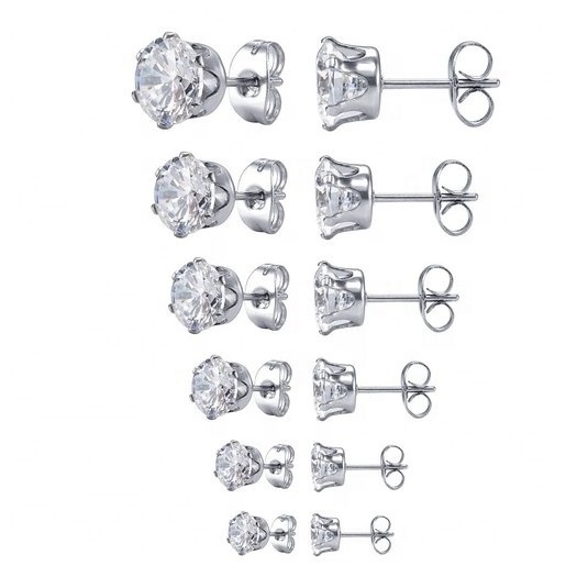 2020 Earrings Jewelry Zircon Earrings Women's Stainless Steel Round Clear Cubic Zirconia Stud Earring