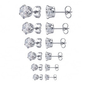 2020 Earrings Jewelry Zircon Earrings Women's Stainless Steel Round Clear Cubic Zirconia Stud Earring