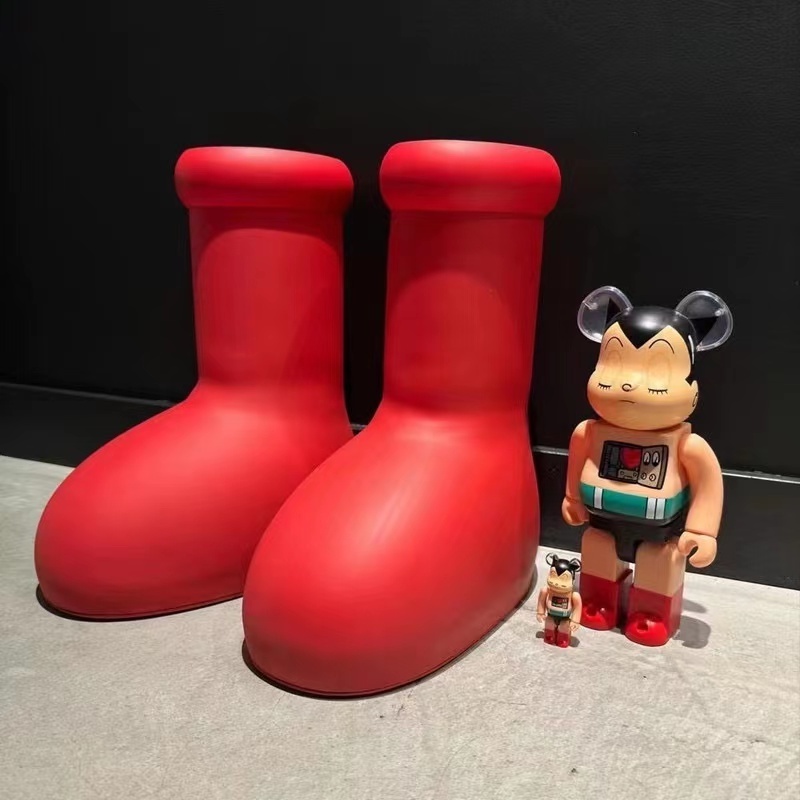 Big Red Boots Astro Rain Shoes EVA Red Boots Net Red Big Red Boots Red Rain Boots Thick Bottom Big Round Toe Flat