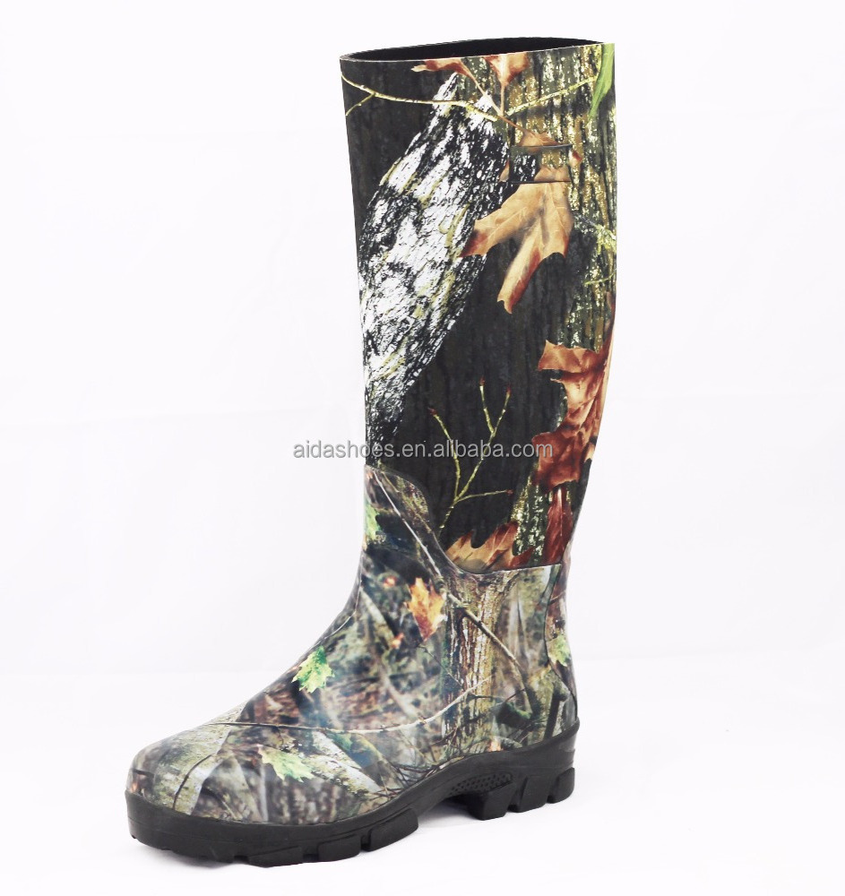 Manufacturer Rubber Outsole Camo Neoprene Men Rubber Fashion Rain Hunting Fishing Boots