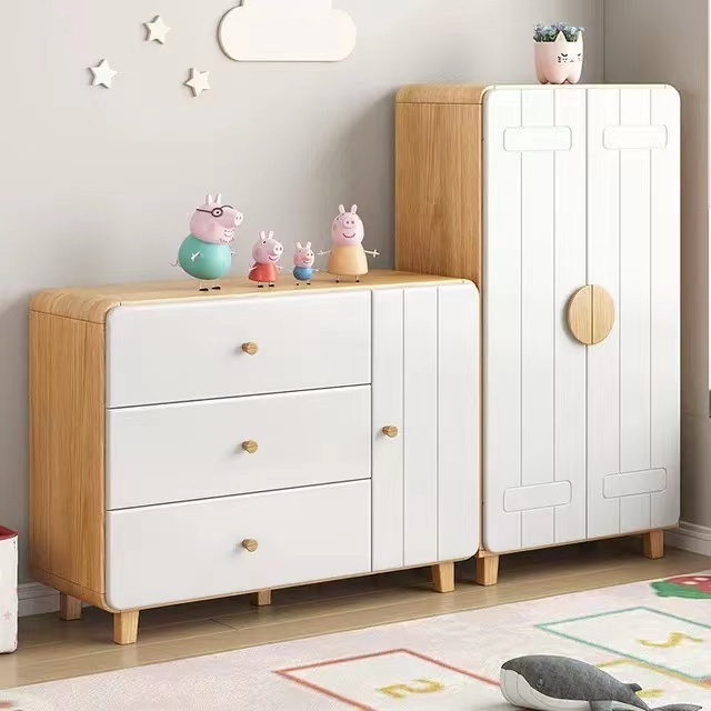 Factory Price Wooden Children Small Storage Cabinet Kindergarten Standing Wardrobes Baby Cupboard