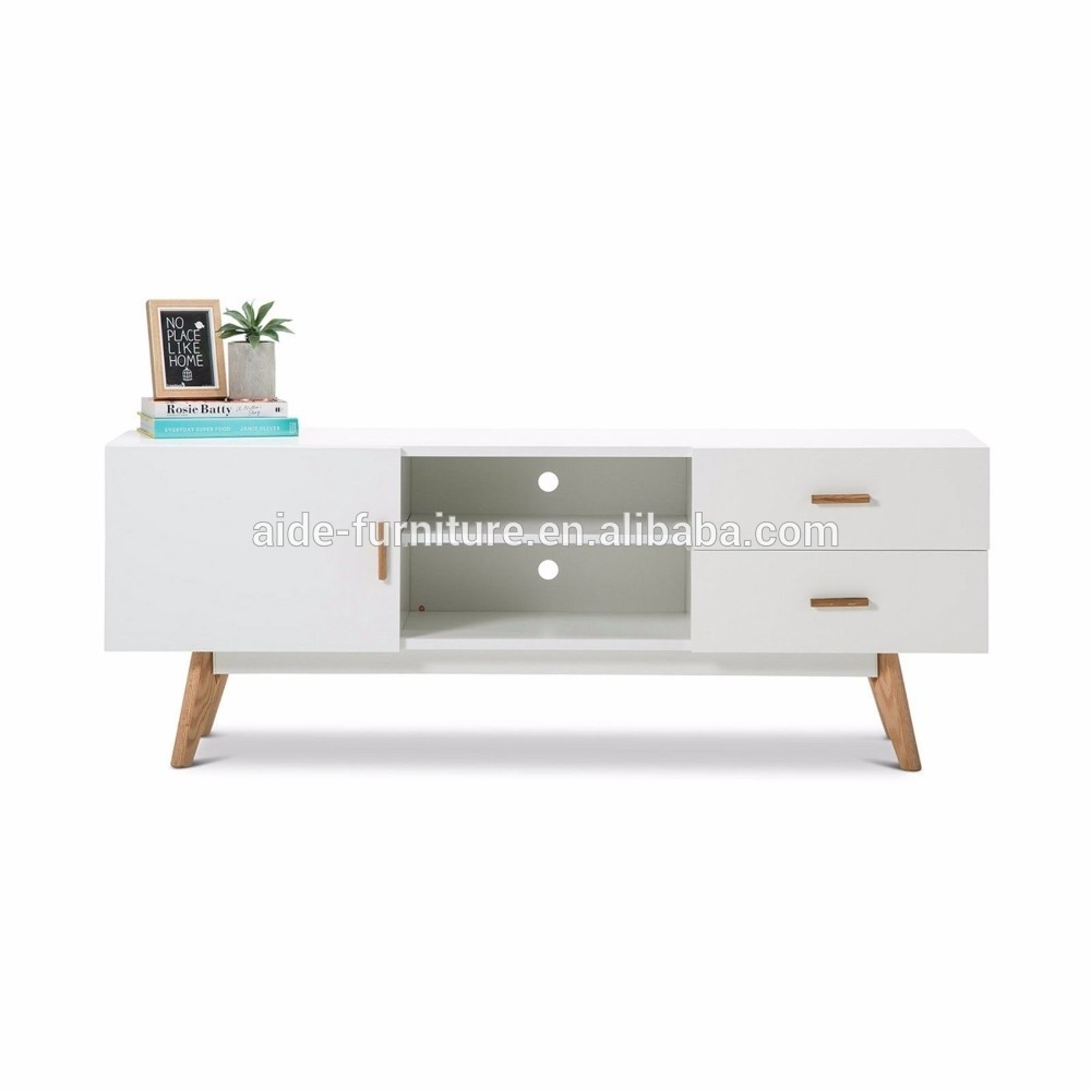 Wooden Bright White TV Stand TV Cabinet For Modern Classic Design Living Room Furniture