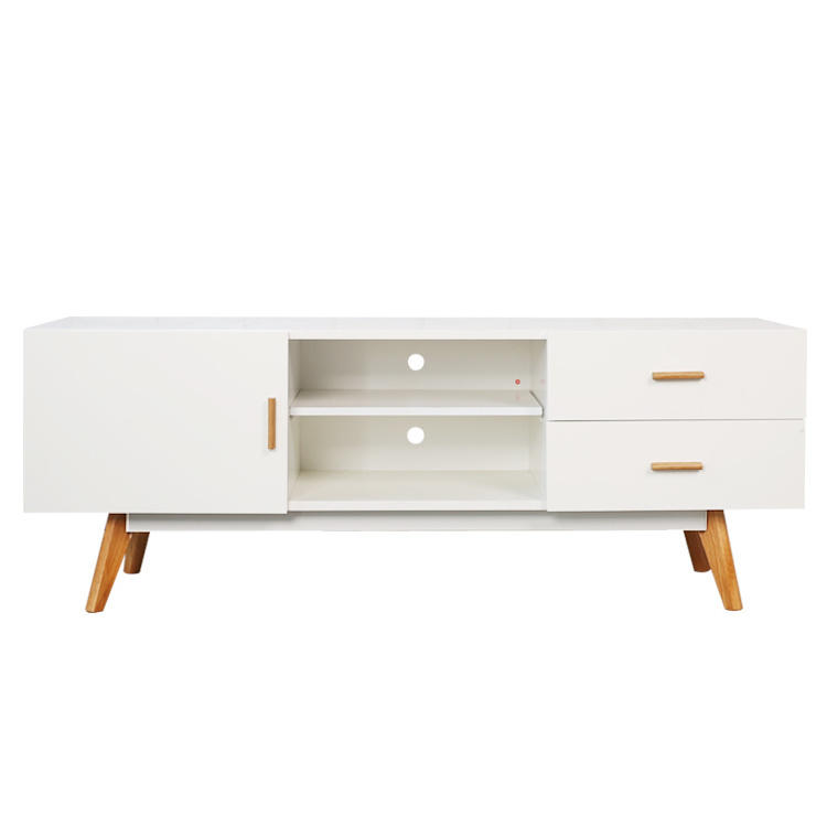 Wooden Bright White TV Stand TV Cabinet For Modern Classic Design Living Room Furniture