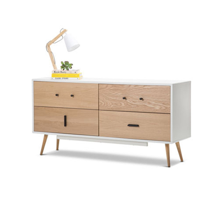 Modern Design Wooden Sideboard Tables Modern Kitchen Storage Cabinet With 4 Drawer And Solid Oak Wood Legs