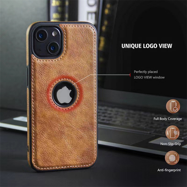 High Quality Phone Cases with Logo Hole Cell Phone Leather Case for Apple iPhone 13 12 Pro 11 Pro Max Xr Xs 7 8 Leather Cover