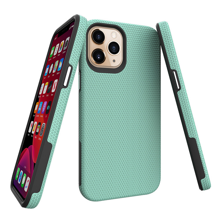 Factory Price Rugged Skin Triangle Armor Hard Shell Metal Buttons Hybrid Pc Tpu Shockproof Phone Case For Iphone 14 Pro Max