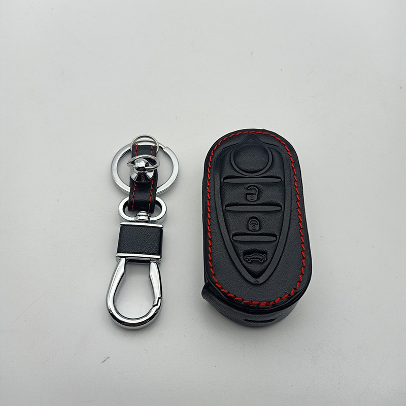 Leather Car Key Cover Fob for Alfa Romeo 4C Mito Giulietta Myth 159 GTO GTA 3 Buttons Car Key Cover