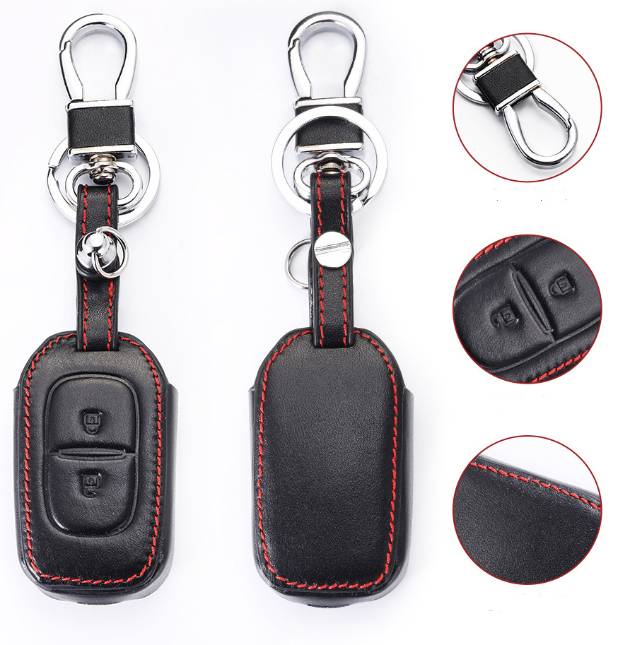 2 Button Leather Car Remote Key Fob Cover Case For Renault kwid Symbol Trafic for Dacia Sandero Logan Duster 2016 2017 2018