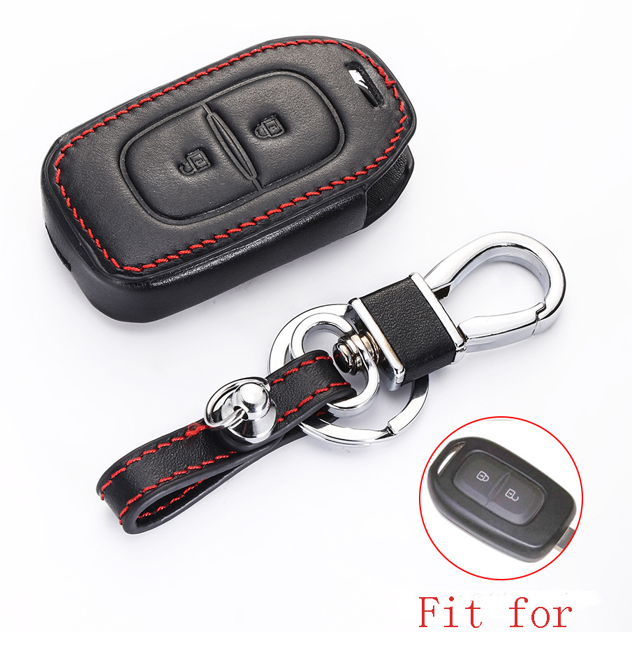 2 Button Leather Car Remote Key Fob Cover Case For Renault kwid Symbol Trafic for Dacia Sandero Logan Duster 2016 2017 2018