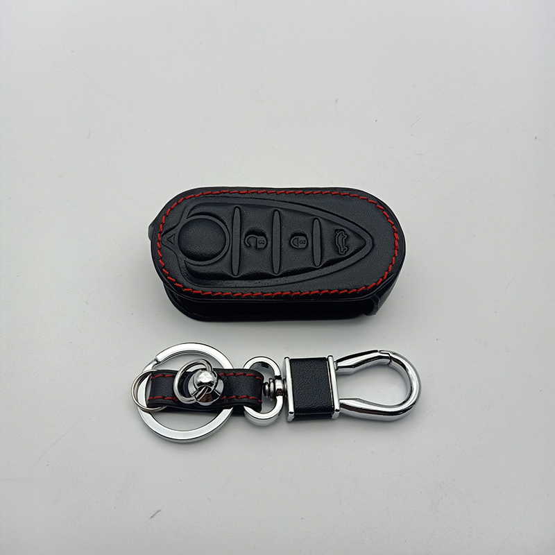 Leather Car Key Cover Fob for Alfa Romeo 4C Mito Giulietta Myth 159 GTO GTA 3 Buttons Car Key Cover