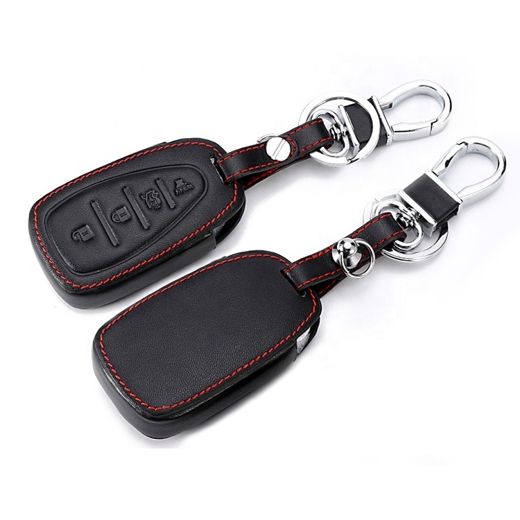 5 button Leather Car Key Case For Chevrolet Cruze Malibu Equinox Sonic Traverse Camaro Smart Keyless Entry Remote Keys Cover