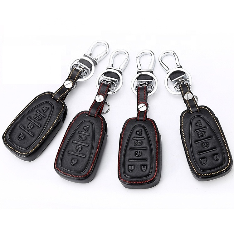 5 button Leather Car Key Case For Chevrolet Cruze Malibu Equinox Sonic Traverse Camaro Smart Keyless Entry Remote Keys Cover