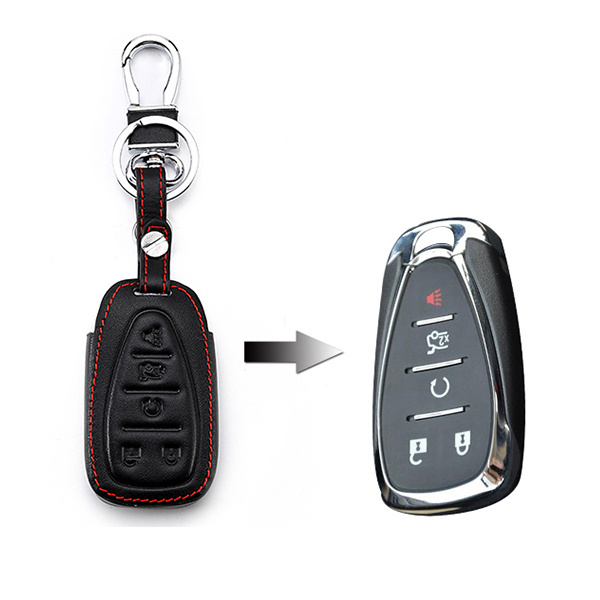 5 button Leather Car Key Case For Chevrolet Cruze Malibu Equinox Sonic Traverse Camaro Smart Keyless Entry Remote Keys Cover