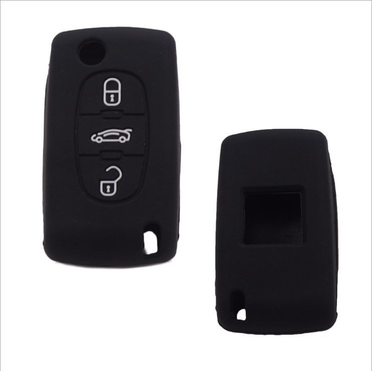 3 Button Flip Folding Car Key Case Silicone Cover Fob Rubber Skin Protect for PEUGEOT 407 307 308 607 for Citroen C4 C5