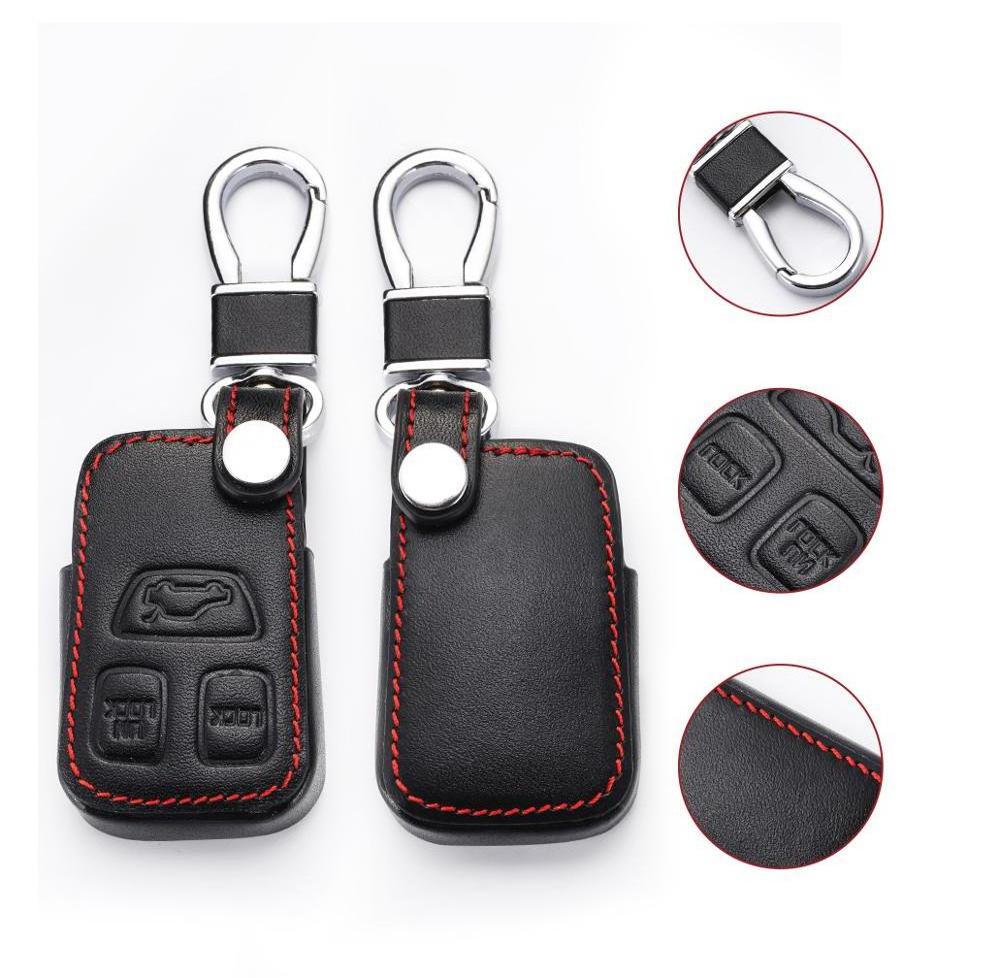 3 Buttons Leather Car Key Case For Volvo S40 S70 S90 V40 V90 C70 Smart Remote Fob Cover Keychain Protector Bag Auto Accessories