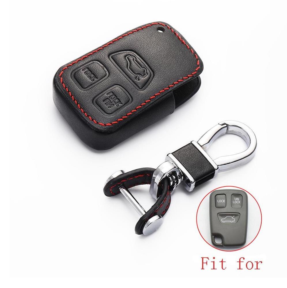 3 Buttons Leather Car Key Case For Volvo S40 S70 S90 V40 V90 C70 Smart Remote Fob Cover Keychain Protector Bag Auto Accessories