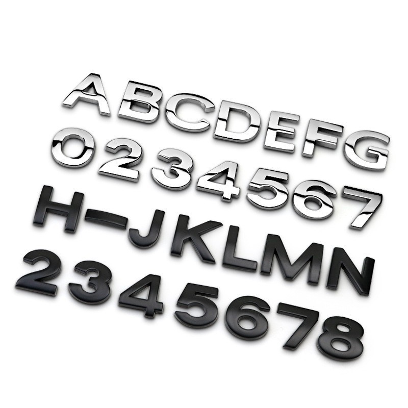 3D Metal  DIY Letters Alphabet Emblem Numbers Chrome Labeling Car Sticker Digital Badge Accessories Motorcycle