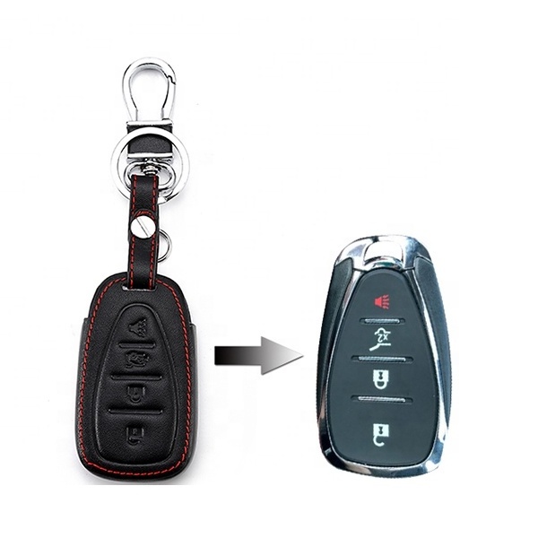 5 button Leather Car Key Case For Chevrolet Cruze Malibu Equinox Sonic Traverse Camaro Smart Keyless Entry Remote Keys Cover