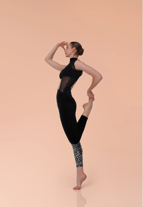 Wholesale Factory two-tone Leotard a with teardrop shape low keyhole cut-out separate black velvet crop top Jazz Wear