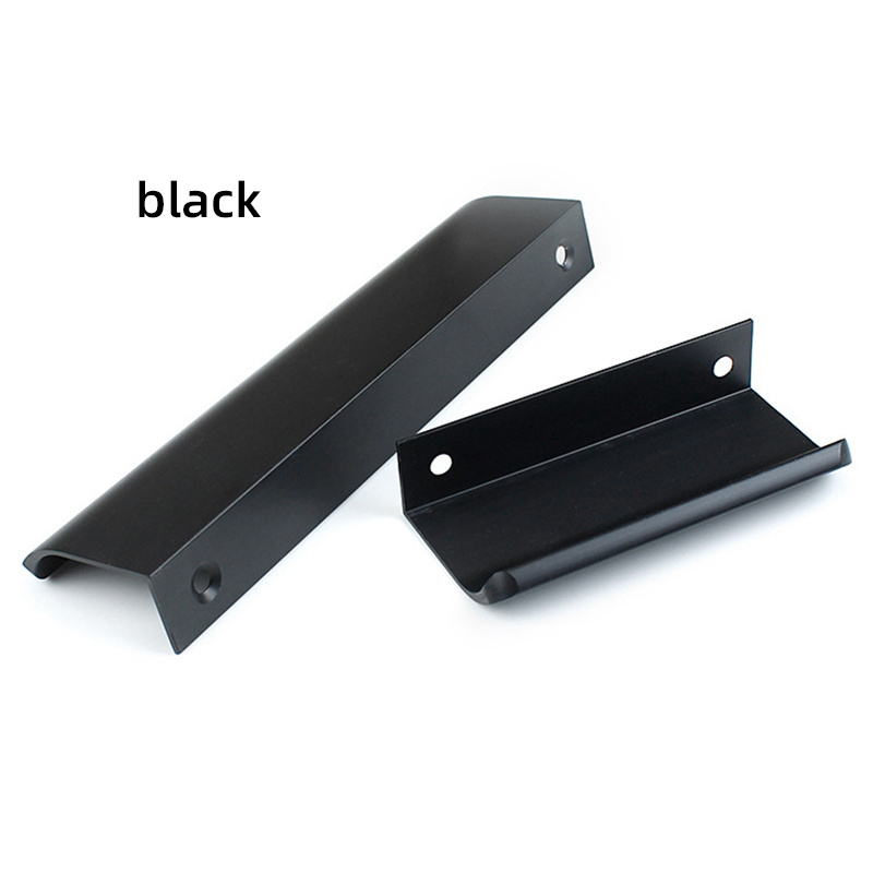 Black Back Mount Finger Edge Pull , Aluminum Hidden Handle Concealed Tab Pulls for Home Kitchen Living Room Door Drawer Cabinet