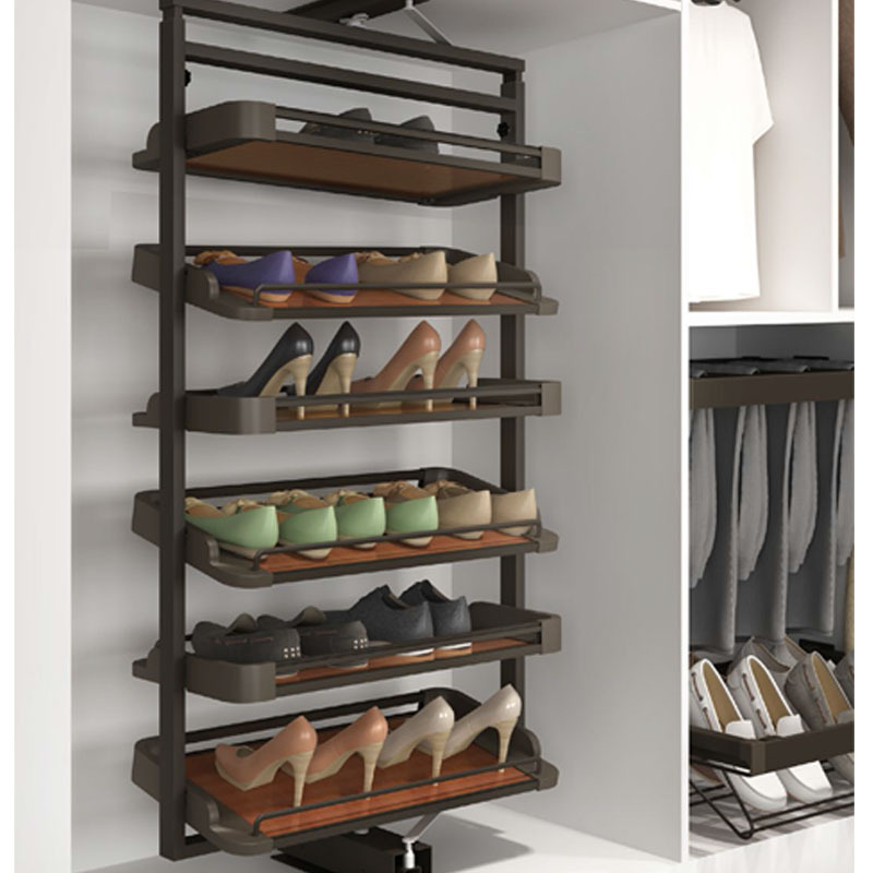 Home Closet Pull Out Metal Rotating Shoe Rack 360 Degree Rotating Telescopic Shoe Rack