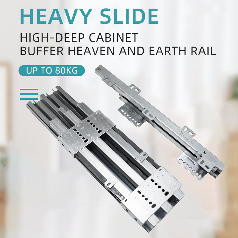 The Half Self- Pull Out Press Rebound Function Kitchen Cabinet Drawer Slide Rail