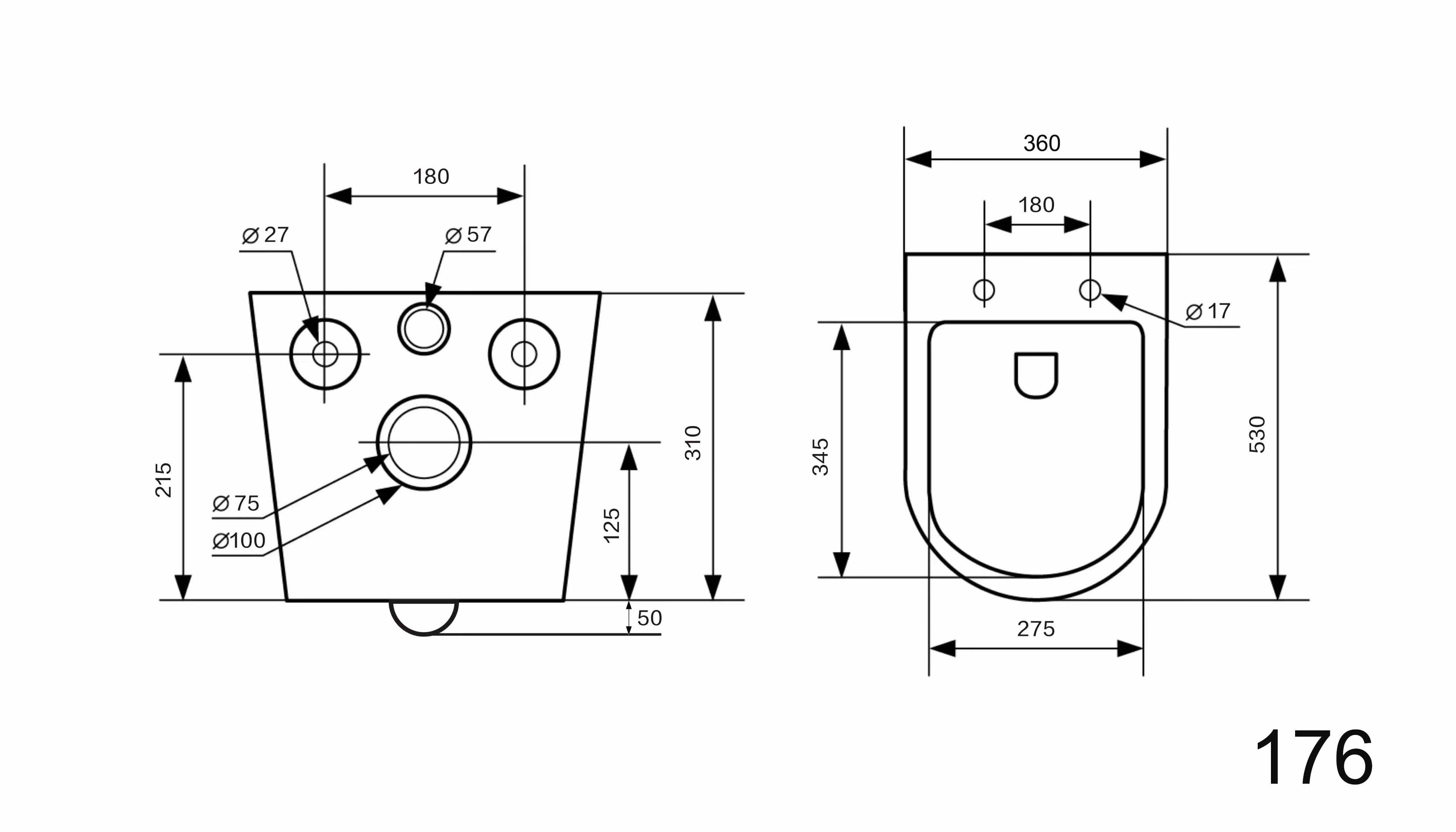 AIDI European Style Modern Bathroom Rimless Round Wall Hung Toilet