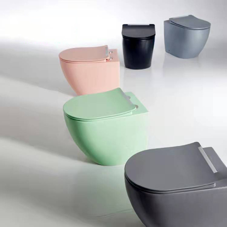 China ceramic Colorful Toilet Bowl OEM ODM Wall Hung Toilet Wash Down Rimless Toilette