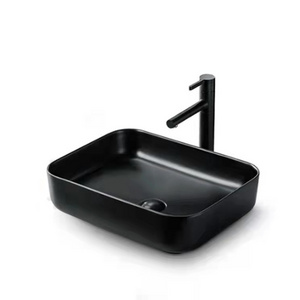 Bathroom Sanitary Ware Rectangle Matte Black Wash Sink Counter top Luxury Above Color Art Basins Vessel