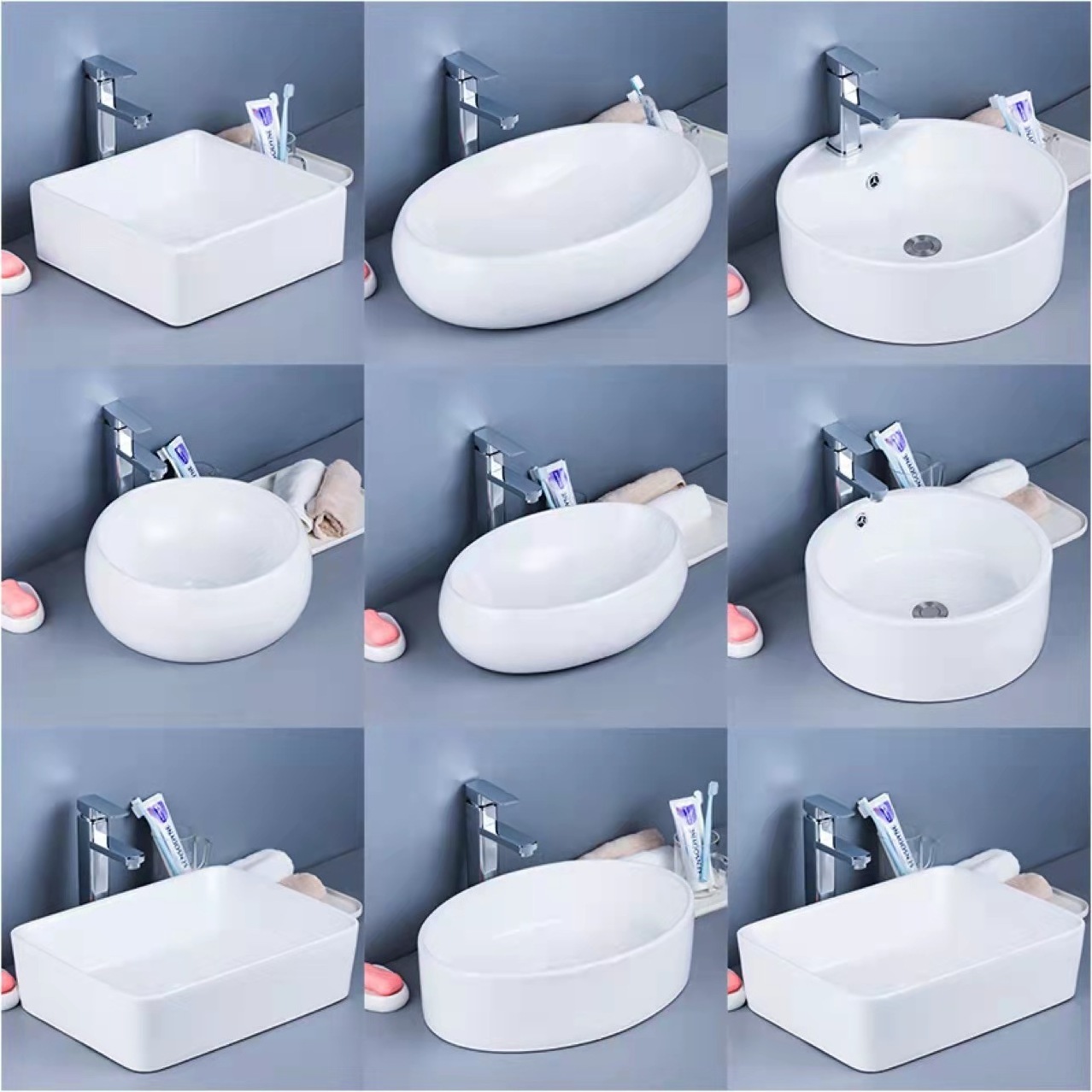 Bathroom Sanitary Ware Rectangle Matte Black Wash Sink Counter top Luxury Above Color Art Basins Vessel