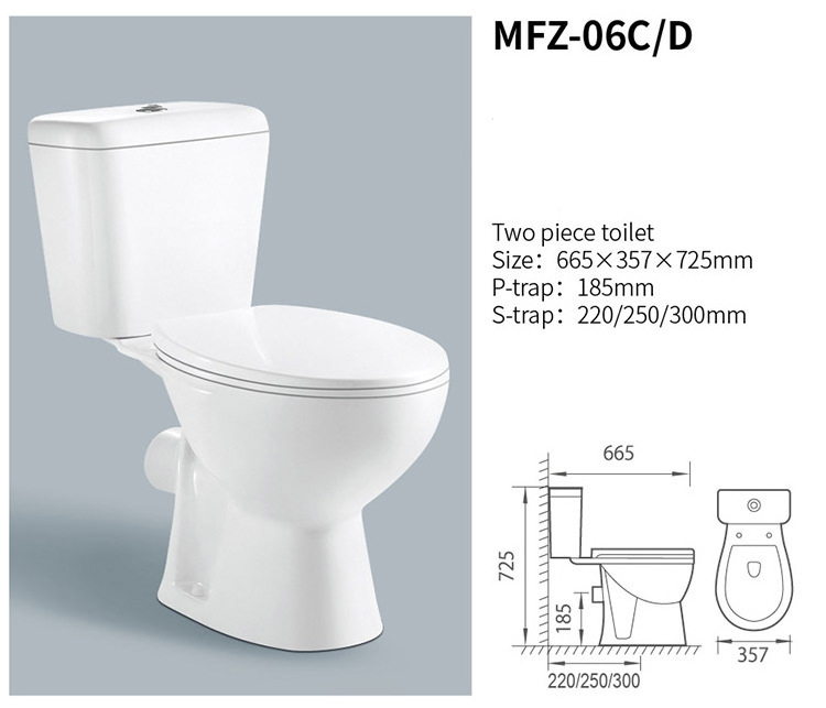 Australia WaterMark Two Piece Toilet Bowl P S Trap Rimless Wash Down Sanitary Ware Water Closet