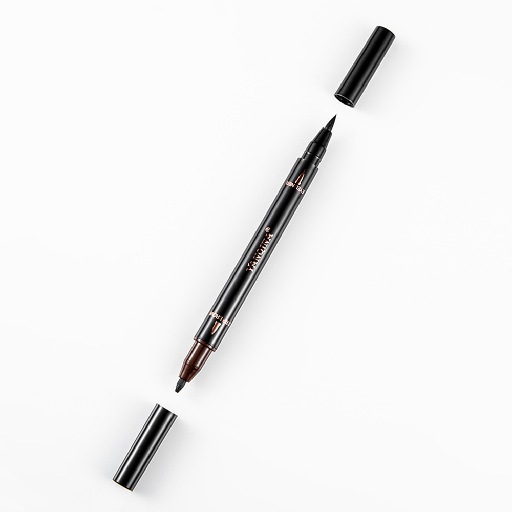 High Quality 2 in 1 Eyeliner 3d Three Fork Brown Retractable Waterproof Eyebrow Pencil