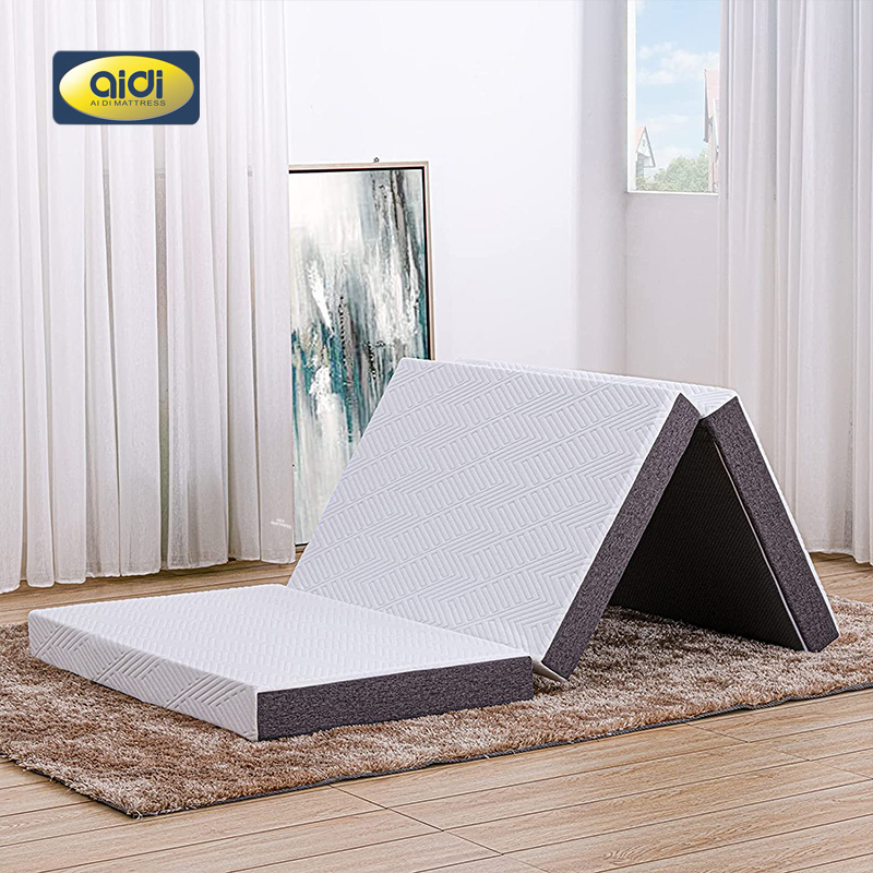 AIDI FTM-02 3 Trifold Sleep Pad Futon Camping Mat Portable Foldable Floor Bed Memory Foam Mattress For Guest Home Car Outdoor