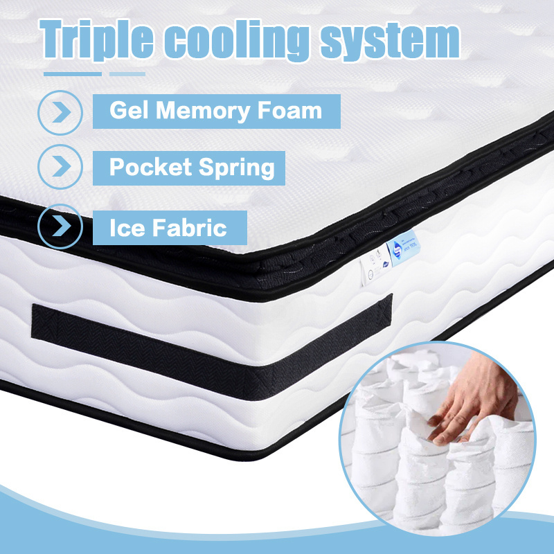 AIDI Pillow Top Anti Mite Cooling Ice Fabric Zoned Hybrid Foam Mattress King Size Pocket Spring Mattress