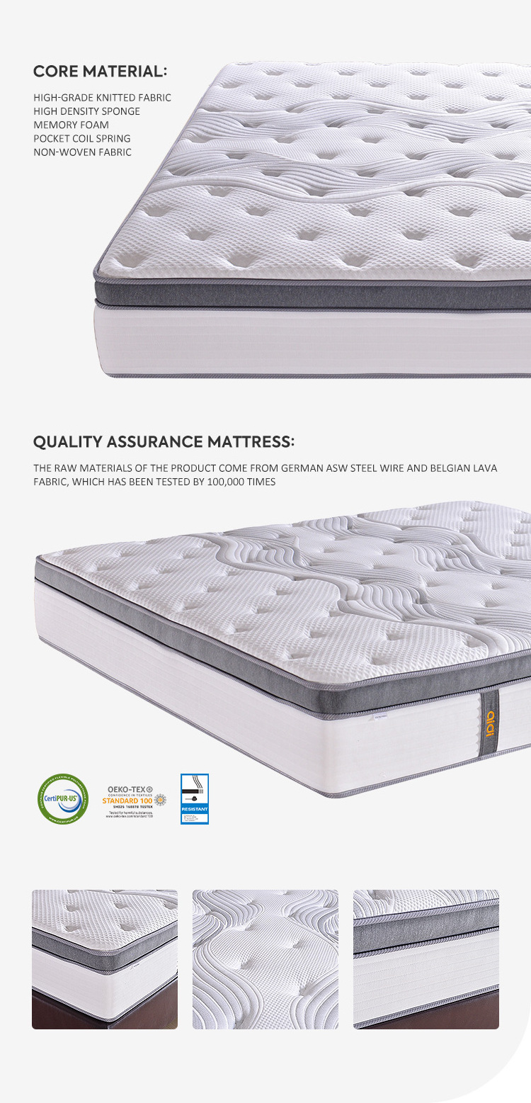 Free Sample Mattress Colchone Luxury Queen King Matelas 12 inch 7 Zone Pocket Coil Latex Spring Memory Foam Mattress with Box