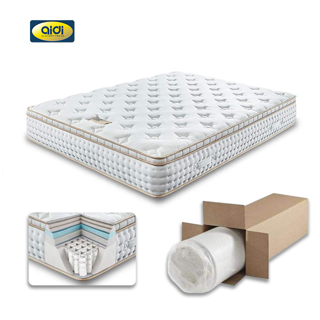 AIDI OEM/ODM Bedroom Furniture Pocket Bed Spring Box Mattress Best Price Hotel Latex Mattress Memory Foam Spring Mattress