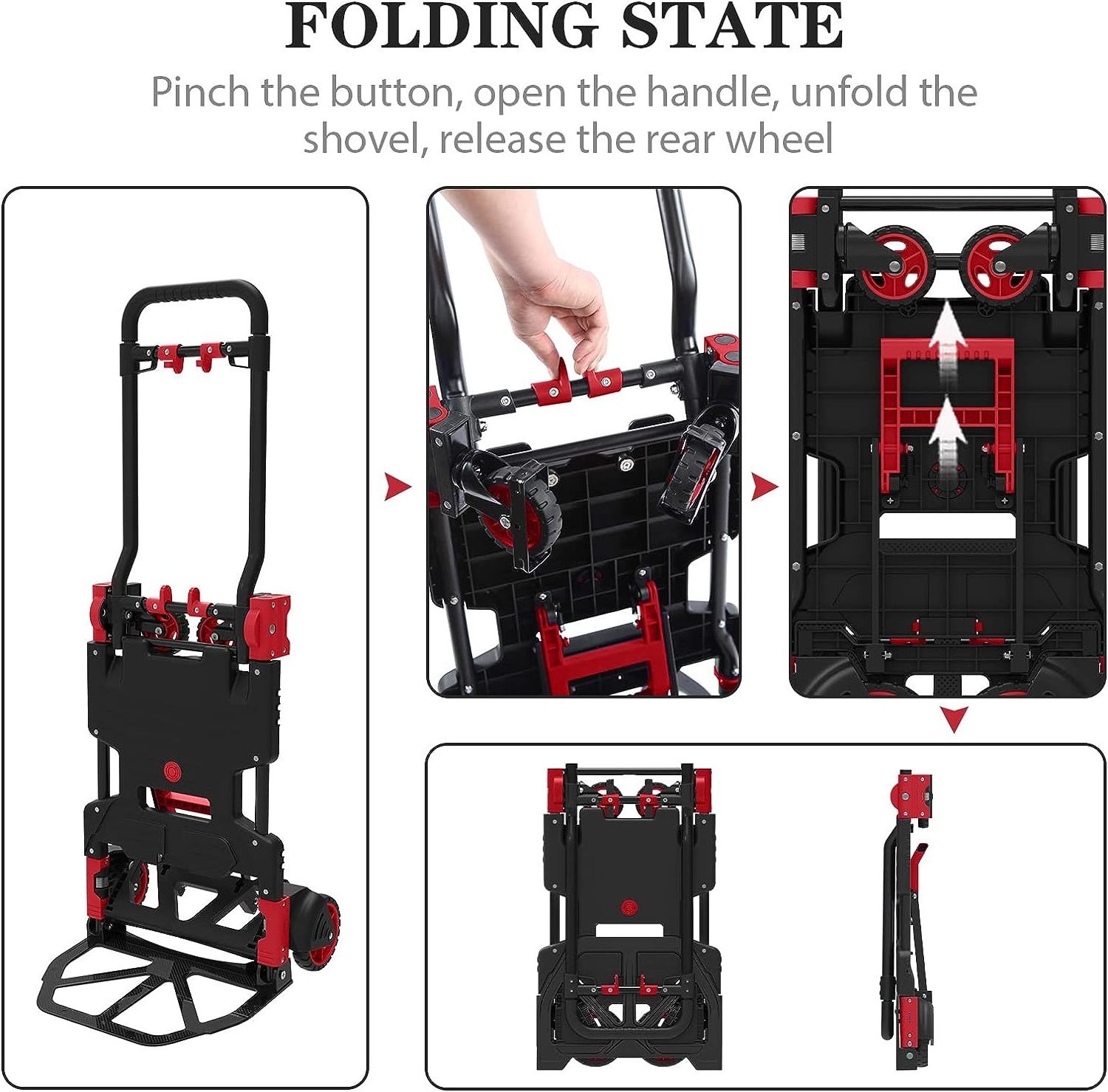 Folding Hand Truck and Dolly Capacity Portable Aluminum Luggage Cart Handle Portable Dolly Cart Shopping Moving