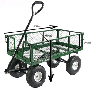 Folding Wagon Sides Heavy Duty 4 Wheels Steel Utility Outdoor Trolley Tool Cart Yard Garden Mesh Cart Wagon