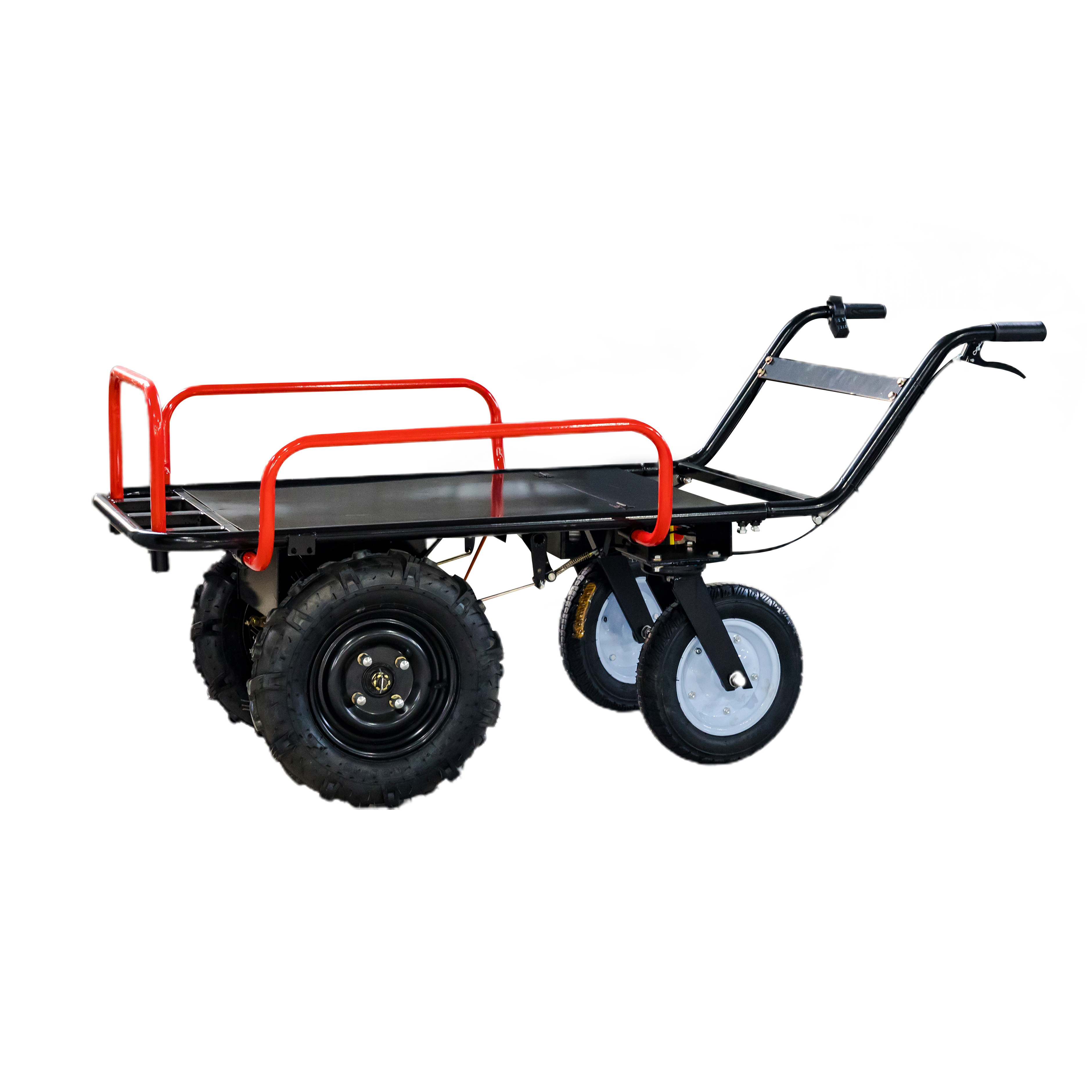 Household Industrial Electric Small Cart 4 Wheels Platform Hand Cart Trolley Cargo Outdoor Garden Cart Dump Wagon Heavy Duty