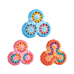 Kids And Adults Antistress Fidget Triangle Fingertip Gyro Decompression Spinner Toys Six Side Rotating Magic Bean Cube Toys