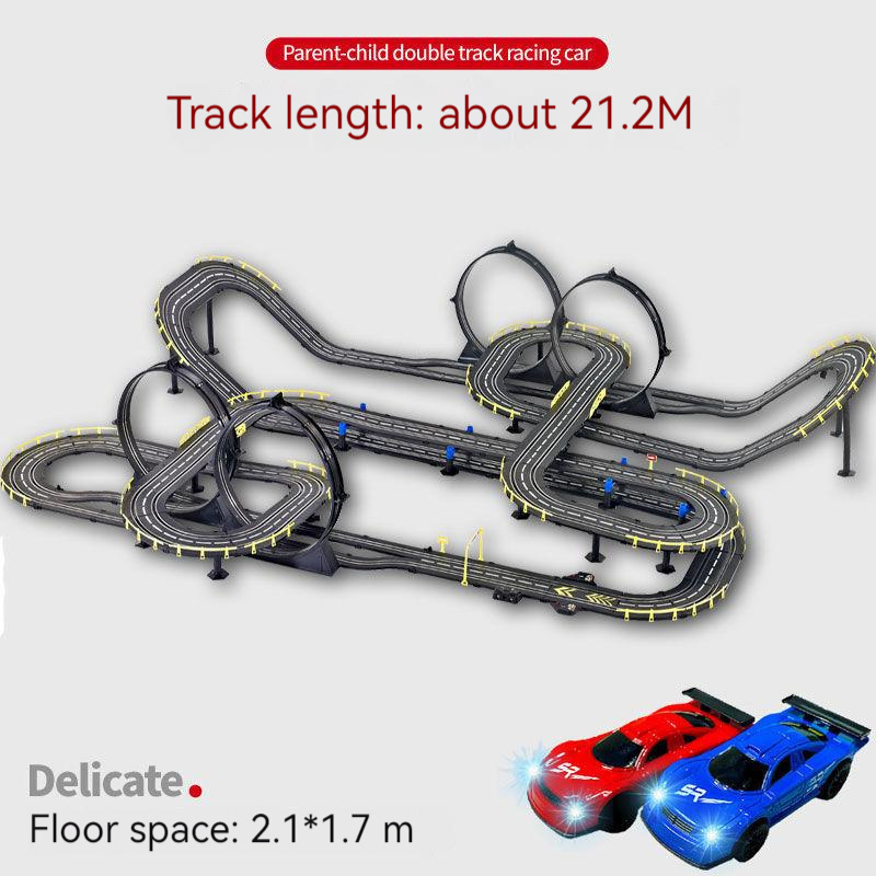 Two-Player Battle Fun Games Electric High Speed Vehicle Slot Toys Race Track Racing Set 2 Cars 21.2m Loop Long Tracks For Boys