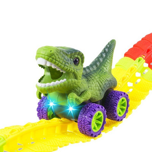 2023 New Design Electric Anti-Gravity Rail Dinosaur Car 360 Rotation Diy Dinosaur Assembled Car Track Toys